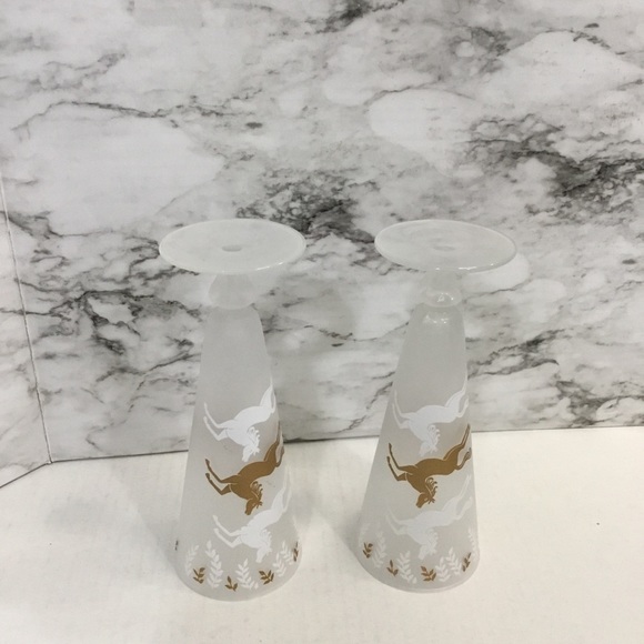1950's Pilsner Glasses by Libbey Frosted Horses, Set of 2 - Picture 2 of 12